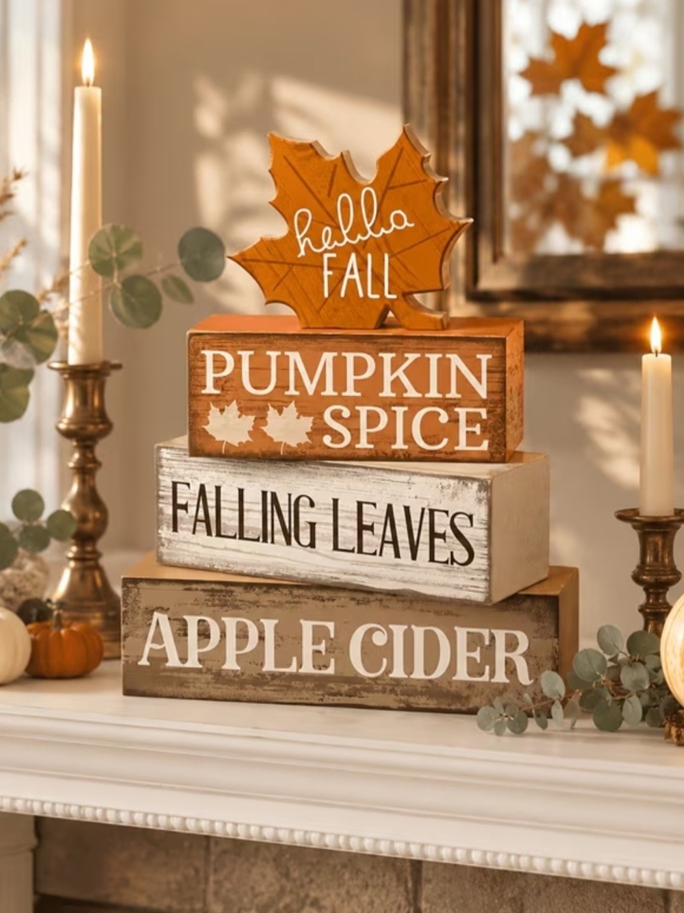 Rustic Fall Block Stack - Pumpkin Spice, Falling Leaves & Apple Cider
